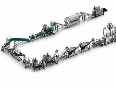 Complete PET bottle sorting washing line with bale input washing drying and clean flake output