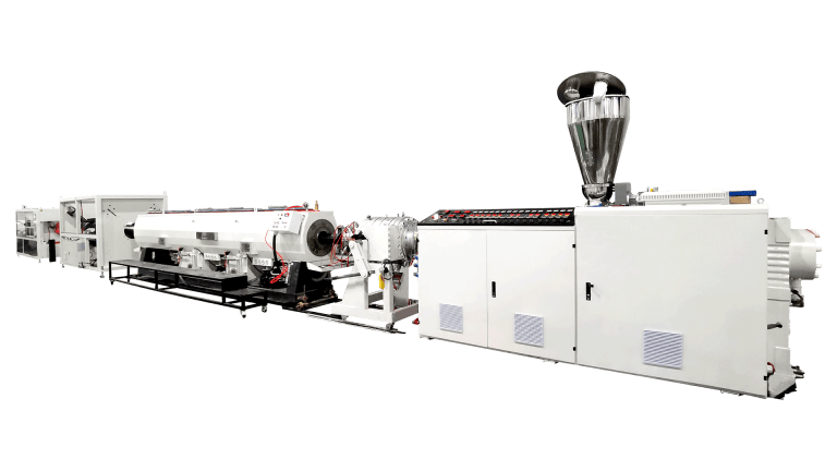 PVOC pipe production equipment showing extrusion output for chemical-resistant thermoplastic piping