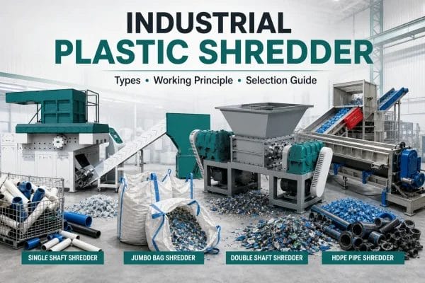 Industrial plastic shredder machine overview with single shaft double shaft pipe and jumbo bag shredders