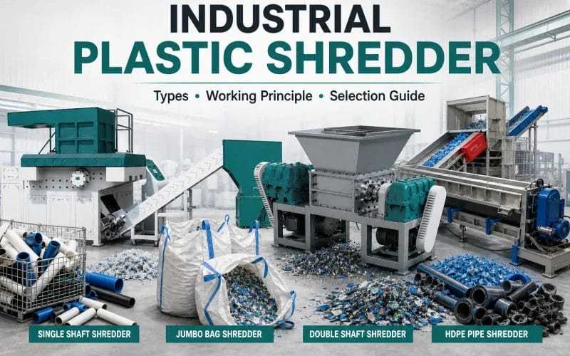 Industrial plastic shredder machine overview with single shaft double shaft pipe and jumbo bag shredders
