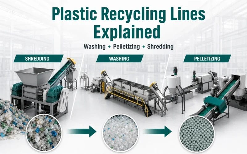 Plastic recycling lines explained with washing pelletizing and shredding equipment