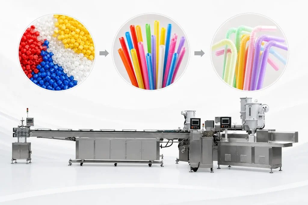 plastic straw production line process for PP material straight straw flexible straw and small pipe products